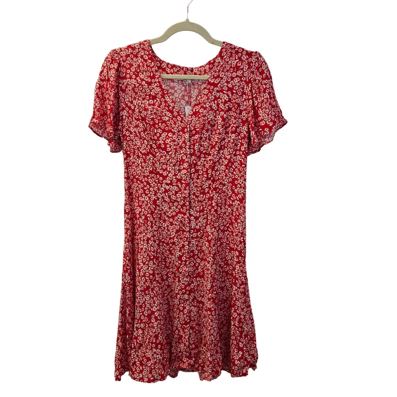 NWT Madewell Floral Depeche Red Ditsy Ruffle Hem Dress Size 4