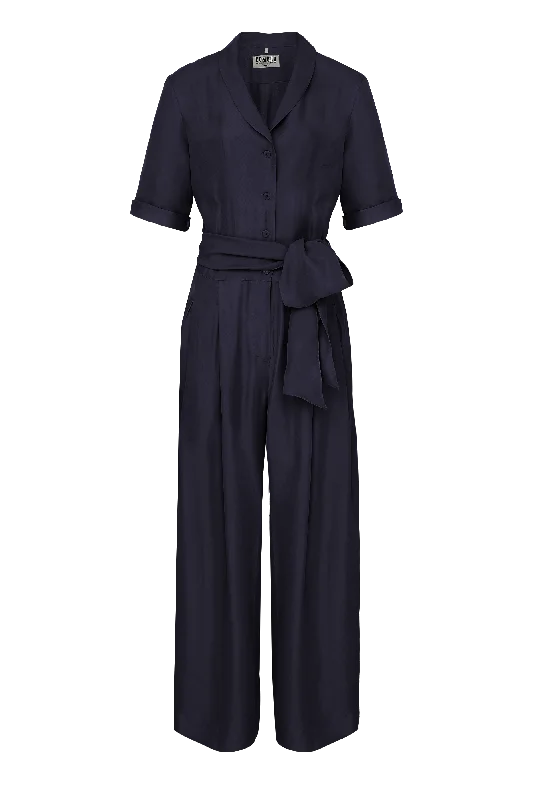 Planet Rayon Jumpsuit Navy Blue