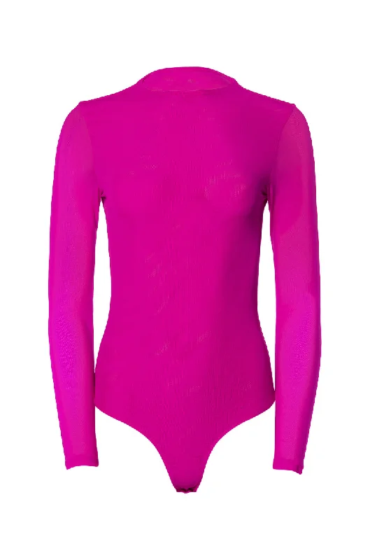 PAXTON SEXY MESH LONG SLEEVE FUNNEL NECK BODYSUIT