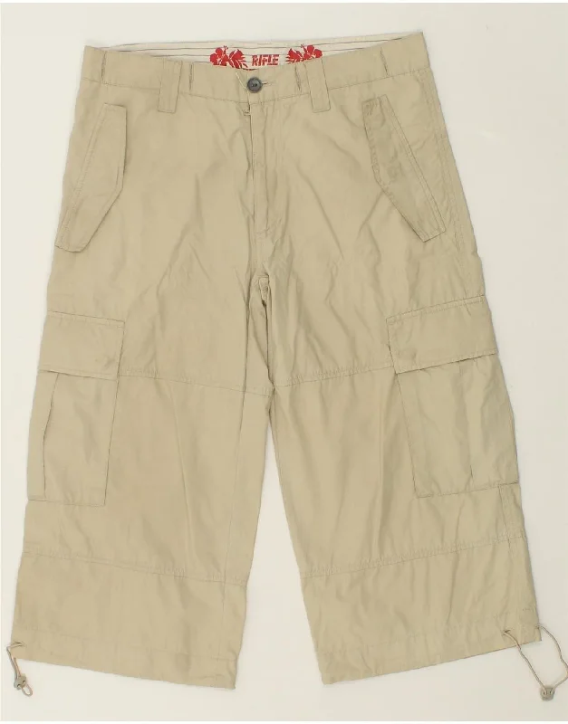 RIFLE Womens Capri Cargo Trousers W29 Medium Beige Cotton