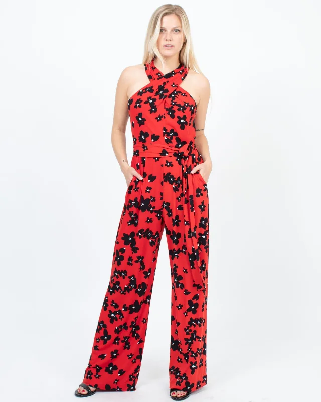 Red Floral Jumpsuit