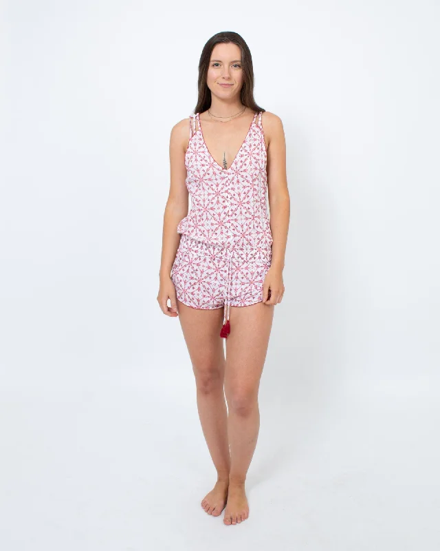 Printed V-Neck Romper