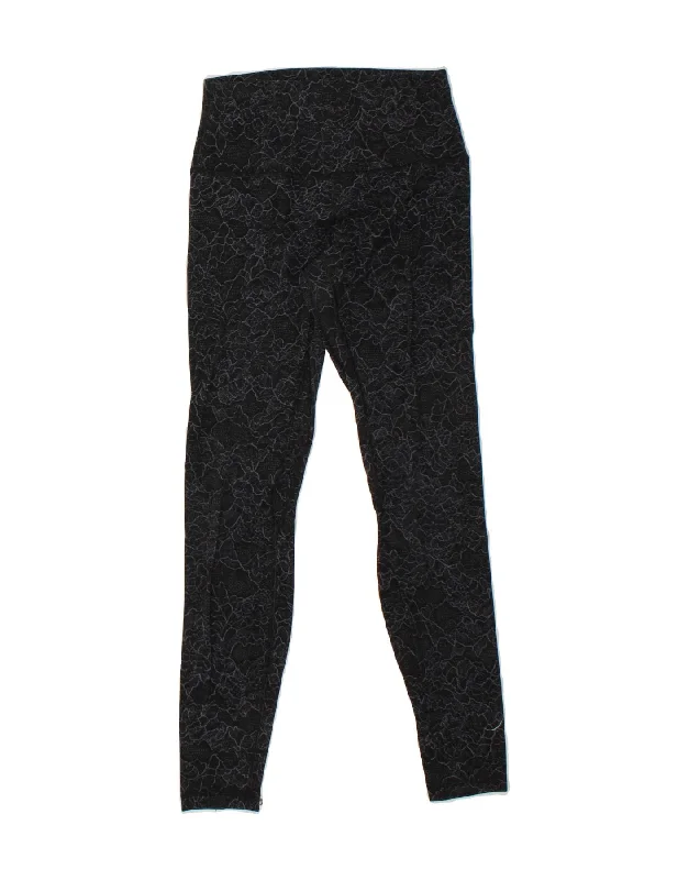 LULULEMON Womens Abstract Pattern Leggings UK 12 Medium Grey