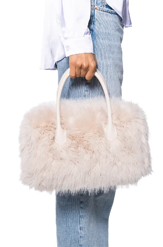 DOING DAMAGE FAUX FUR TOTE