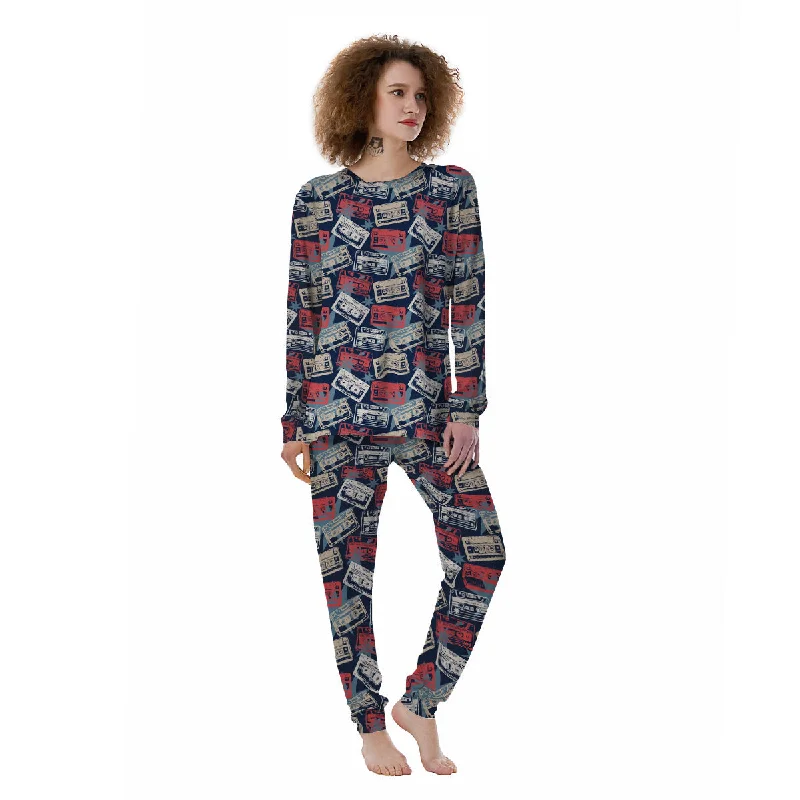 Cassette Vintage Print Pattern Women's Pajamas