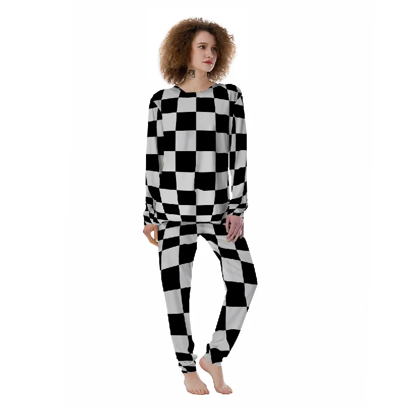 Checkered Board And Convex Shape Print Women's Pajamas