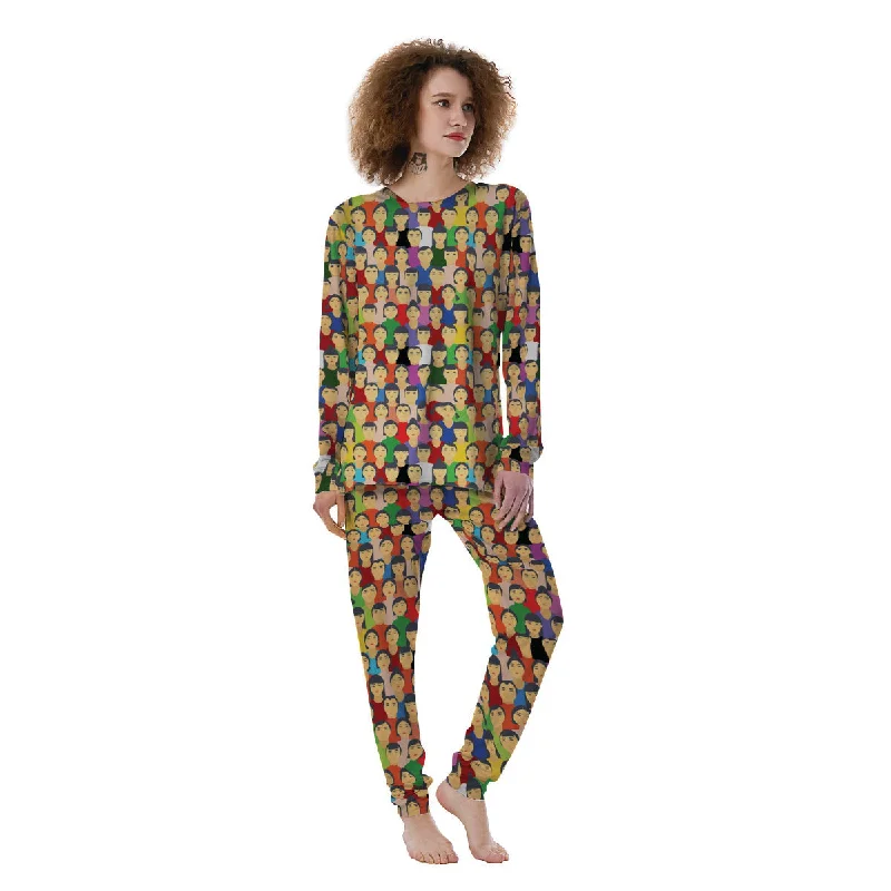 Chinese People Colorful Print Pattern Women's Pajamas