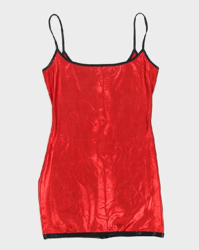 Y2K 00s Wicked Temptations Shiny Red Top/Dress - S/M