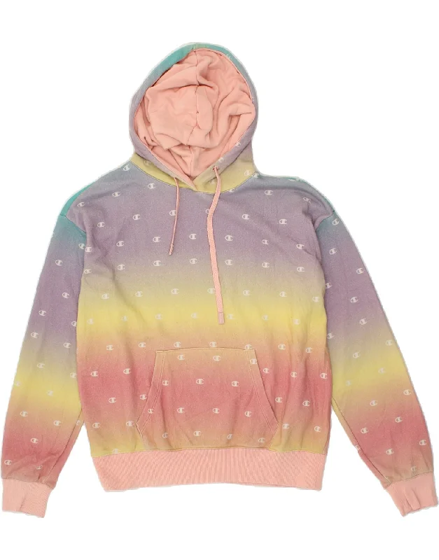 CHAMPION Womens Graphic Hoodie Jumper UK 16 Large Multicoloured Tie Dye