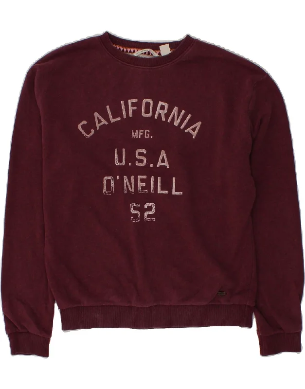 O'NEILL Womens California Graphic Sweatshirt Jumper UK 14 Medium Maroon