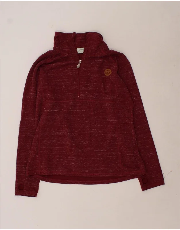 SALTROCK Womens Oversized Zip Neck Fleece Jumper UK 10 Small Maroon