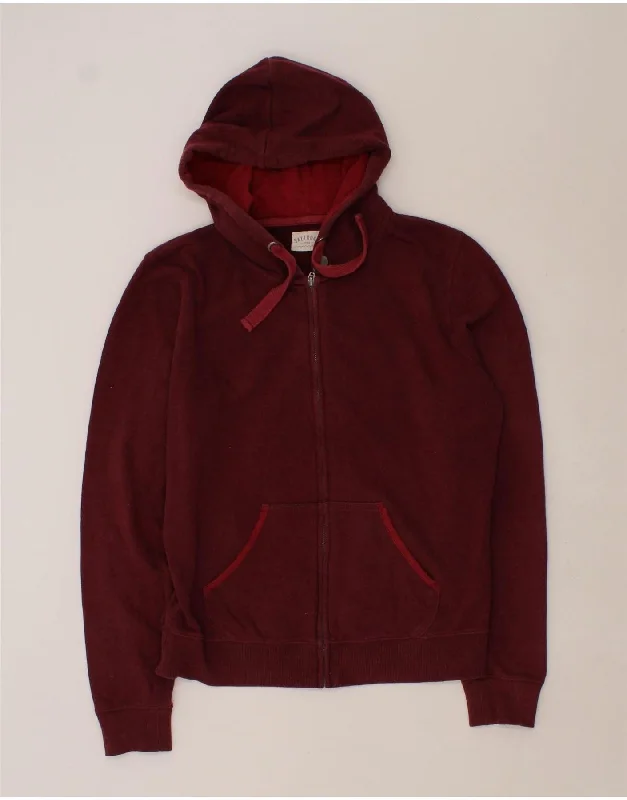 SALTROCK Womens Zip Hoodie Sweater UK 10 Small Maroon Cotton