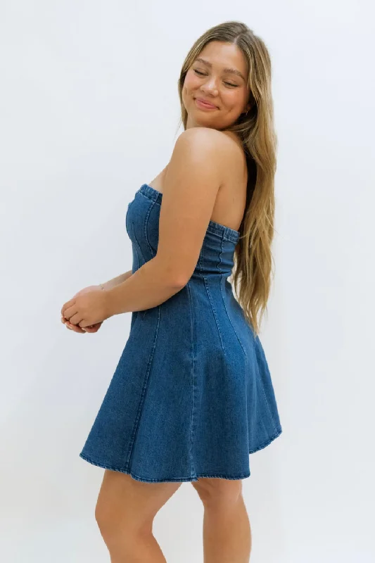 Austin Strapless Denim Dress