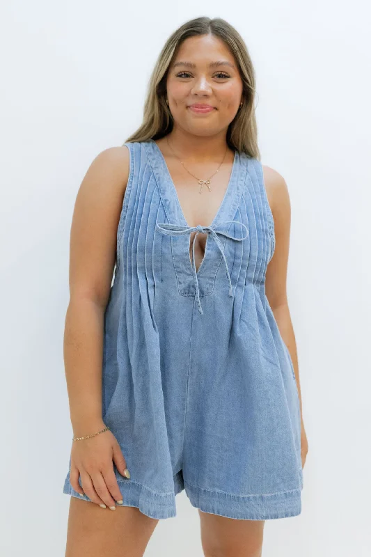 Cutting Ties Denim Romper