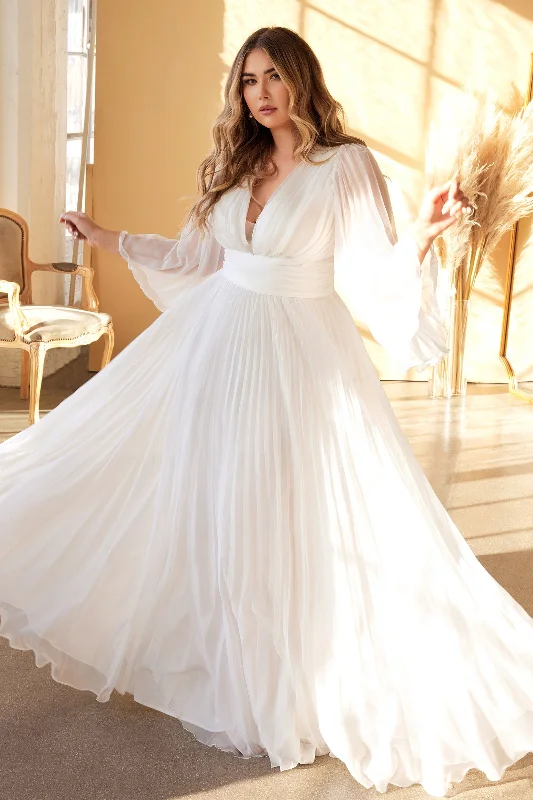 **Ethereal Elegance: Cinderella Divine's Plus Size Pleated Chiffon Dress**