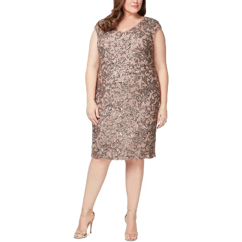 Plus Womens Patterned Midi Sheath Dress