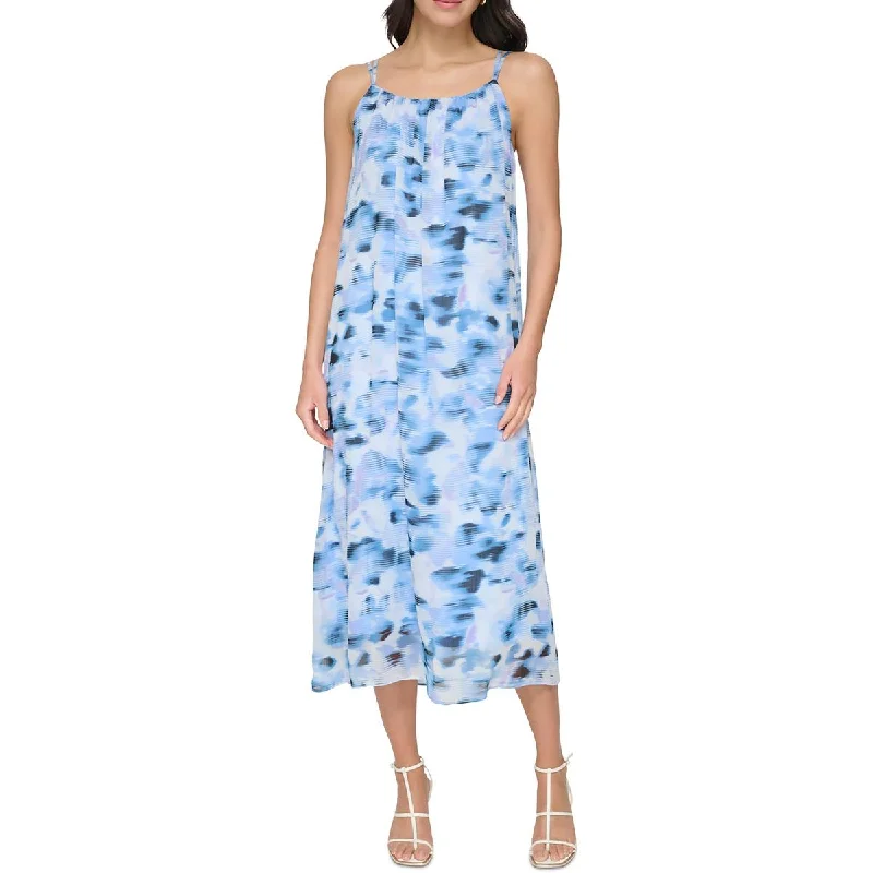 Womens Chiffon Printed Midi Dress