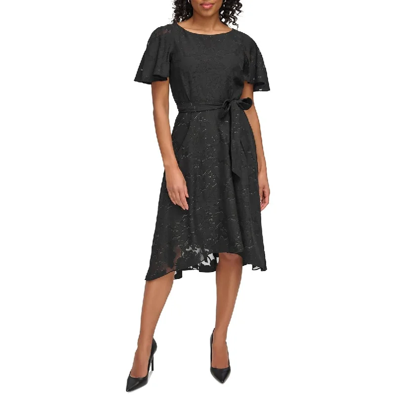 Womens Burnout Polyester Midi Dress