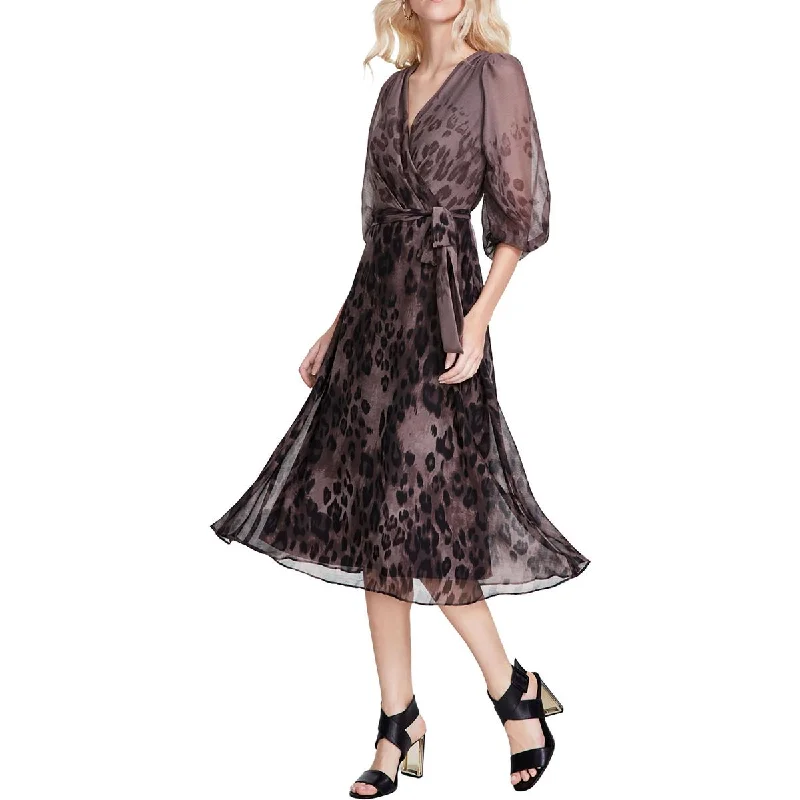 Womens Boho Midi Wrap Dress