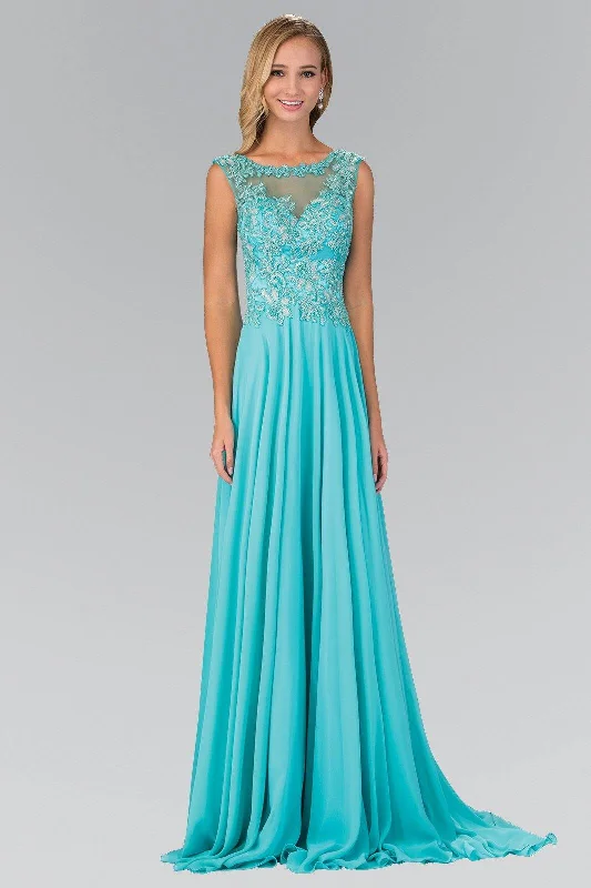 Bead Embellished Chiffon Long Prom Dress