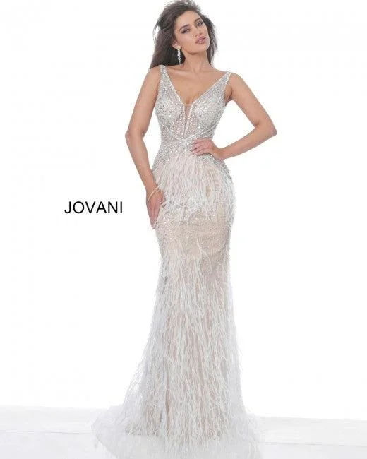 Blush 2 Jovani 03023 Prom Long Sleeveless Feather Dress Sale