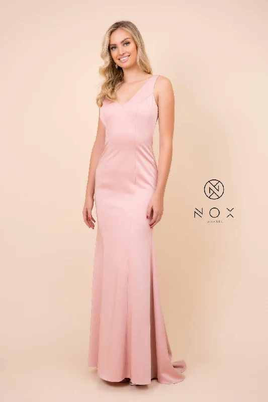 Long Formal V Neck Bridesmaid Dress