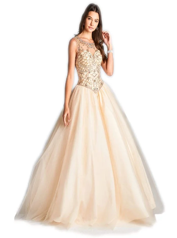 Aspeed Design - Embellished Illusion Scoop Quinceanera Ballgown