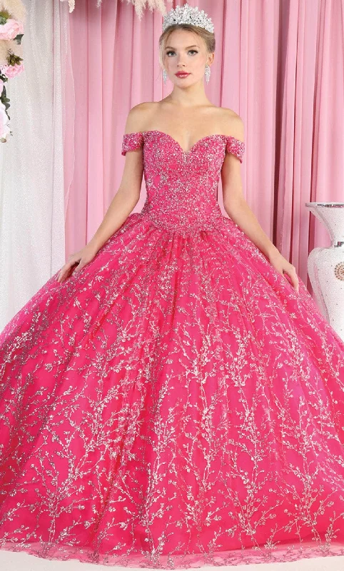 May Queen LK183 - Rosette Glitter Quinceanera Ballgown