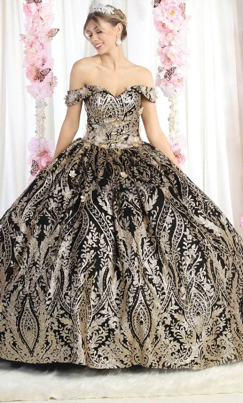 May Queen LK186 - Metallic Motif Quinceanera Ballgown