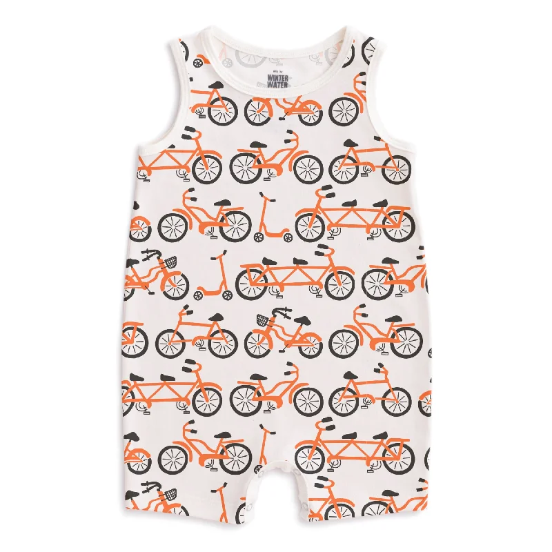 Tank Top Romper - Bikes Orange