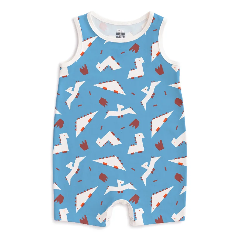 Tank Top Romper - Dino Dreams Blue