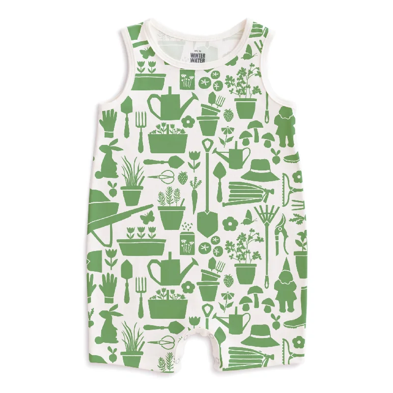 Tank Top Romper - Garden Tools Green