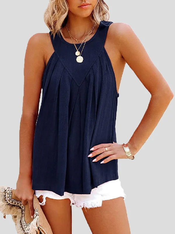 Casual Solid Halter Sleeveless Tank Top