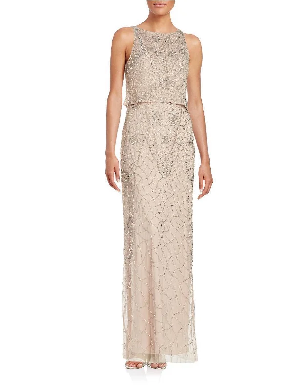 Aidan Mattox - 054468710SC Sleeveless Keyhole Back Beaded Mesh Dress