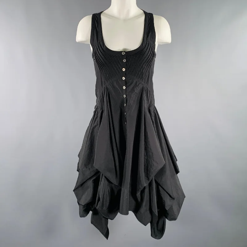 ALLSAINTS Size 4 Black Polyester Blend Asymmetrical Dress