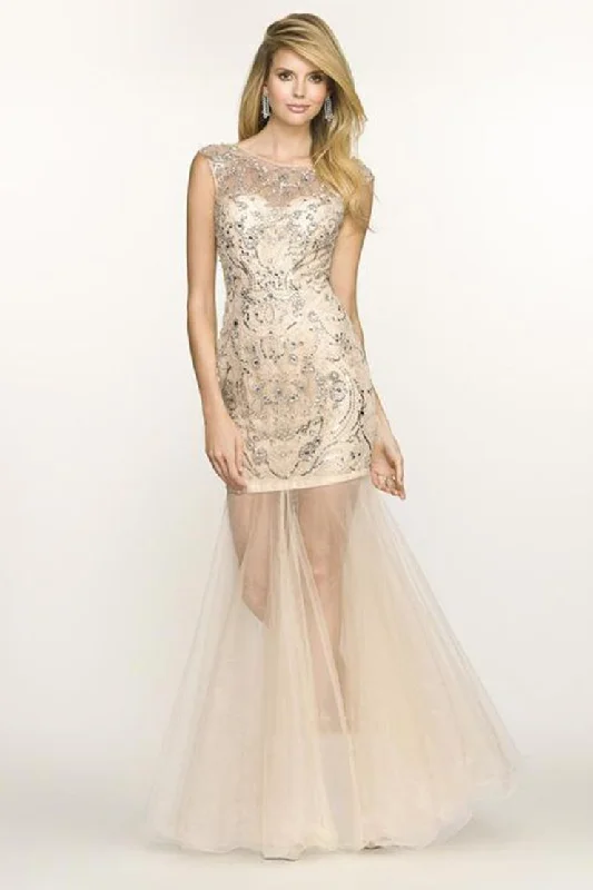 BG Haute - G3223SC Embellished Sheer Mermaid Dress