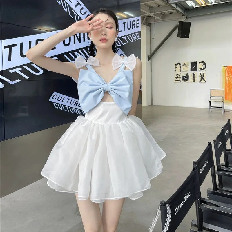 Blue and White Bow Tutu Dress  YV50165