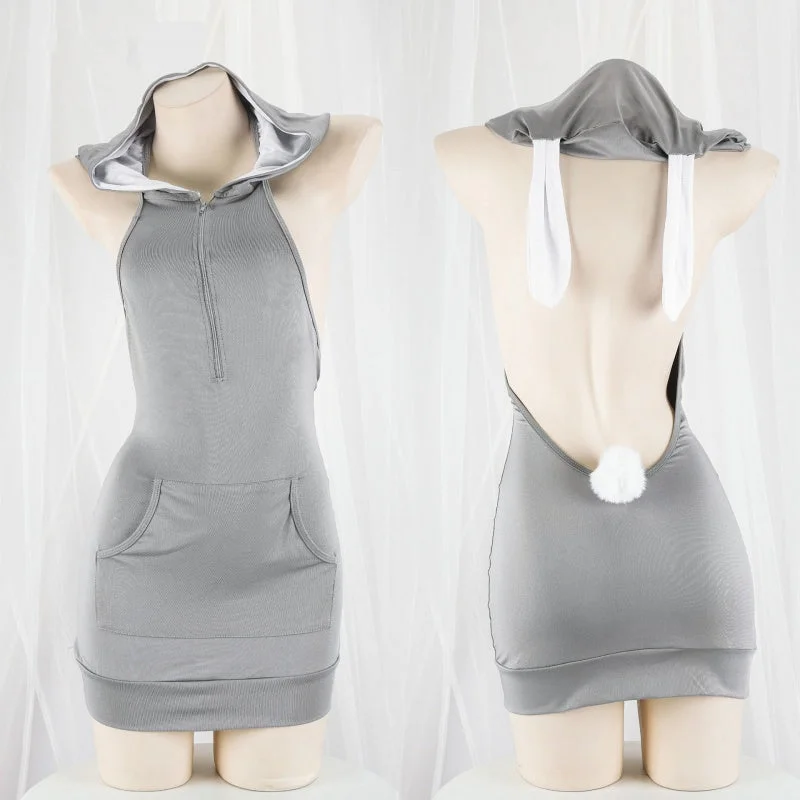 bunny girl gray plush tail dress yv50531