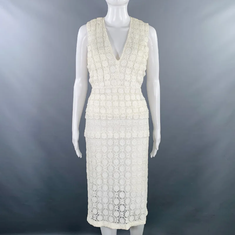 BURBERRY PRORSUM Size 6 White Cream Cotton A-Line Dress