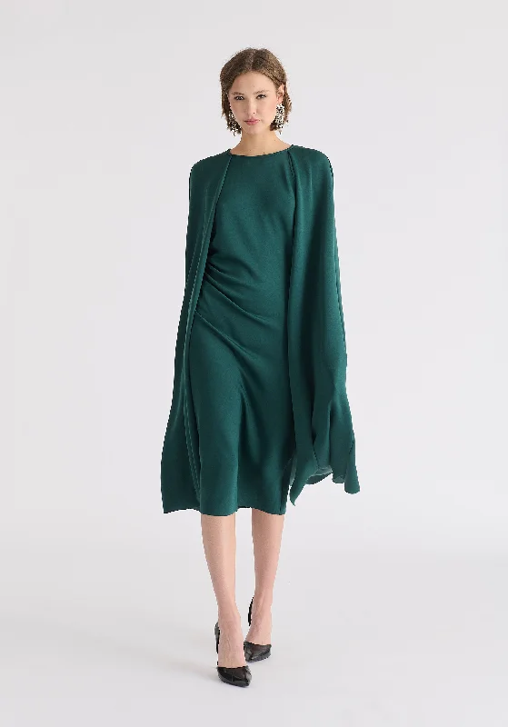 Cape Sleeves Dress with Waist Details