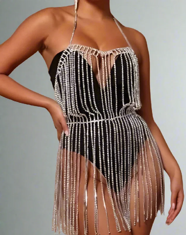 Rhinestones Tassels Strings Dress (Ready to Ship)