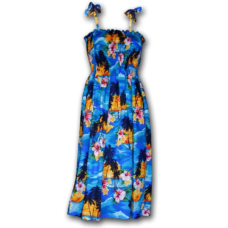 Diamond Head Sunset Blue Spaghetti Tube Dress