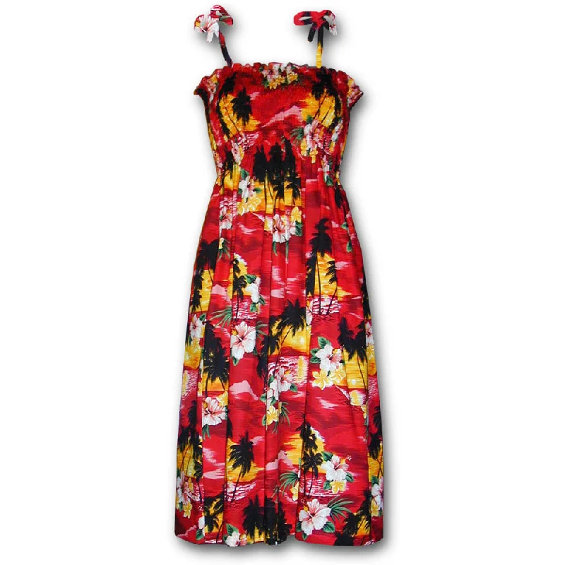 Diamond Head Sunset Red Spaghetti Tube Dress