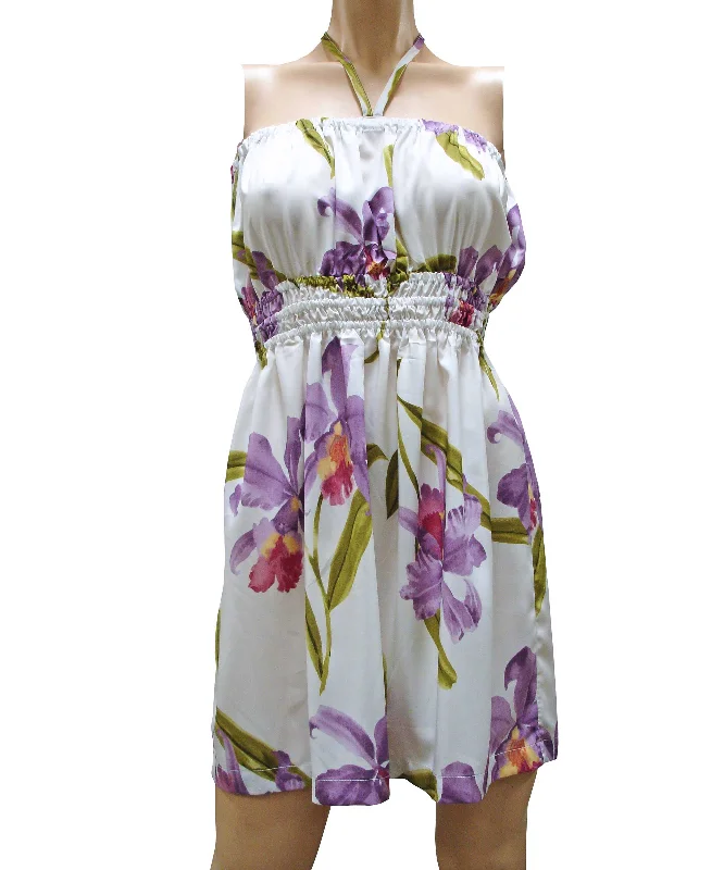 Double Orchid White Tube Dress