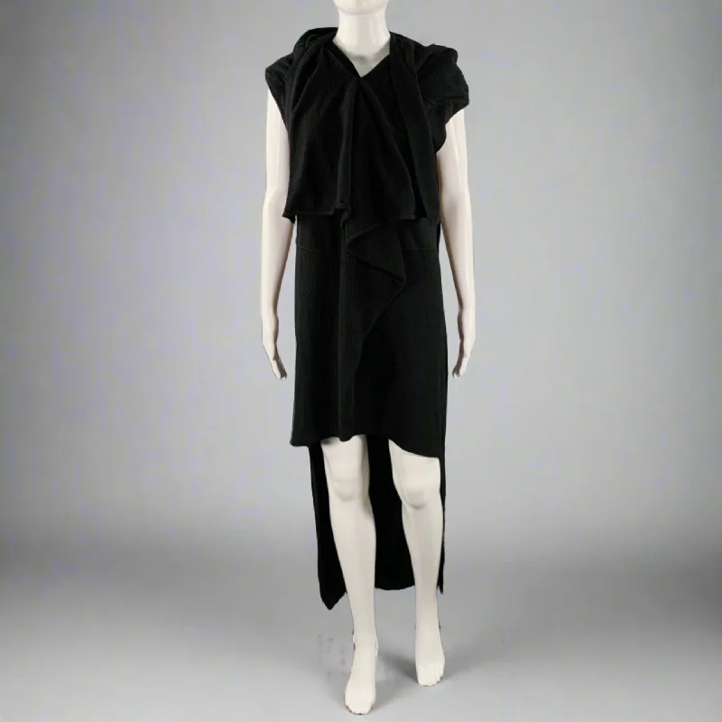 DRKSHDW Size S Black Cotton Draped Sleeveless Dress