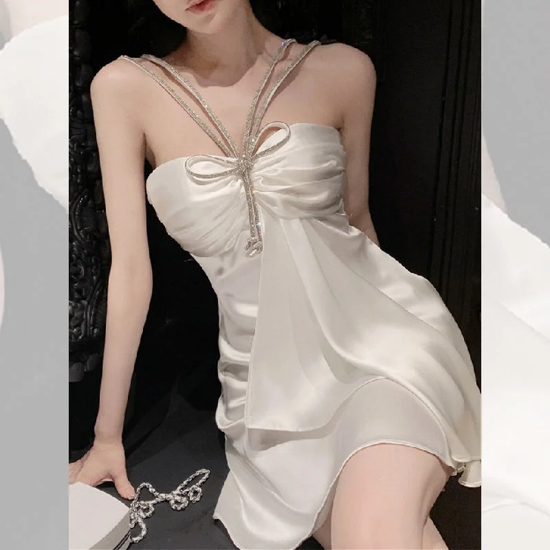 Flash diamond bow strap dress yv31669