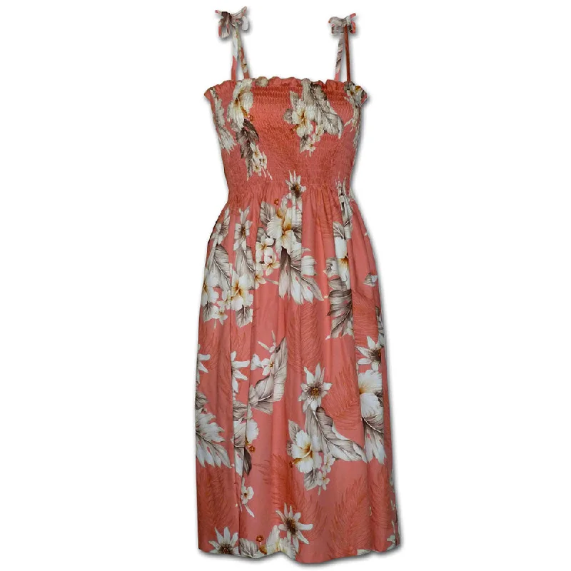 Floral Garden Peach Spaghetti Tube Dress