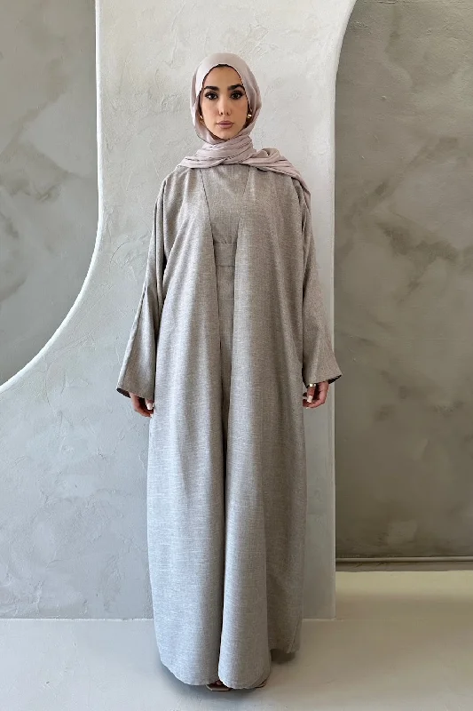 HAWA OPEN ABAYA TAUPE