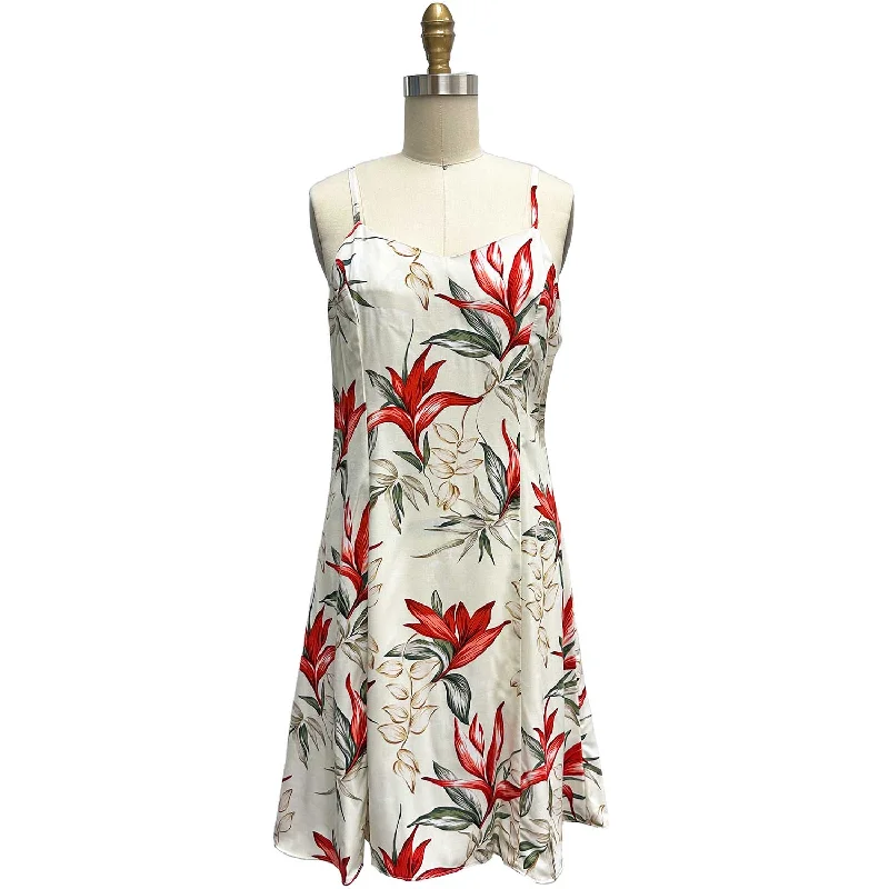 Heliconia Paradise Cream Spaghetti Dress