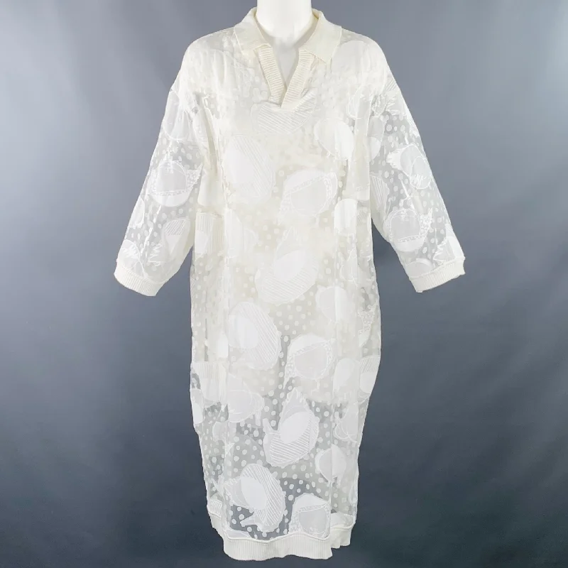 HENRIK VIBSKOV Size M White See Through Viscose Blend Dots Dress